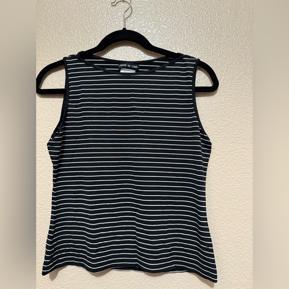 Esprit Black and White Striped Tank Top